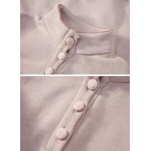 Stand Collar Baby Pink Cotton Hoodless Sweatshirt