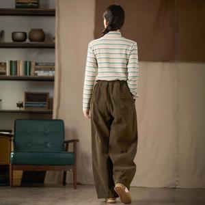 Colorful Striped High Collar Soft T-shirt