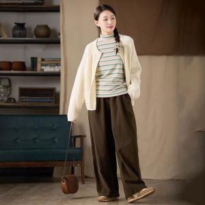 Colorful Striped High Collar Soft T-shirt