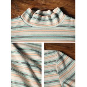 Colorful Striped High Collar Soft T-shirt
