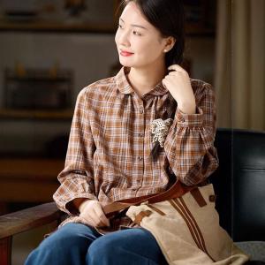 Loose-Fitting Classic Gingham Blouse