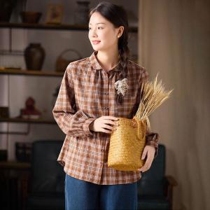 Loose-Fitting Classic Gingham Blouse