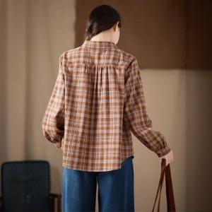 Loose-Fitting Classic Gingham Blouse