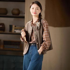 Loose-Fitting Classic Gingham Blouse