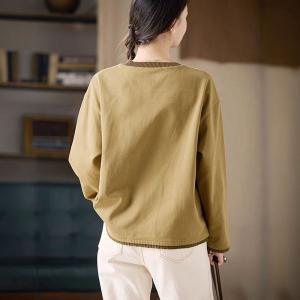 Lace Hem Check Pocket Causal Warm Sweatshirt