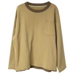 Lace Hem Check Pocket Causal Warm Sweatshirt