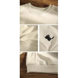 Black Cartoon Cat Embroidered Sweatshirt