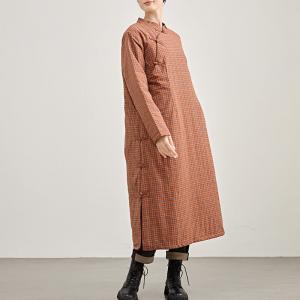 Small Orange Plaid Quilted Large Qipao Dress