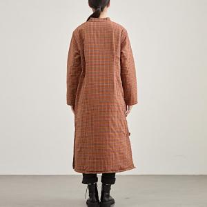 Small Orange Plaid Quilted Large Qipao Dress