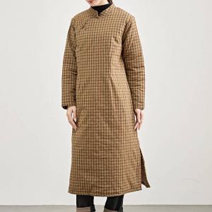 Yellow Checkers Over50  Pankou Qipao Dress
