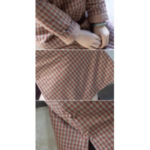 Reddish Orange Slanted Buttons Quilted Gingham Qipao
