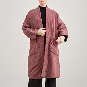 Sand-Wash Linen Plus Size Pink Coatigan