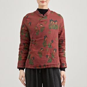 Girls Character Linen Slim-Waist Fleeced Blouse