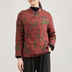 Girls Character Linen Slim-Waist Fleeced Blouse