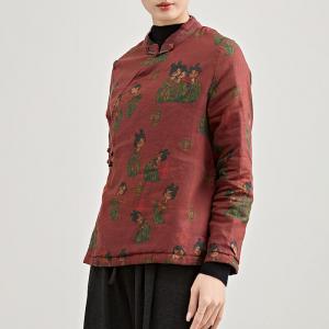 Girls Character Linen Slim-Waist Fleeced Blouse