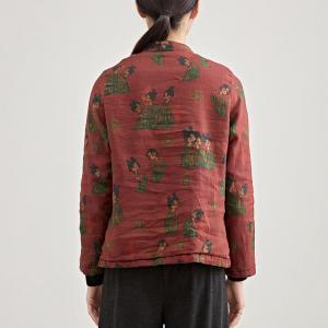 Girls Character Linen Slim-Waist Fleeced Blouse