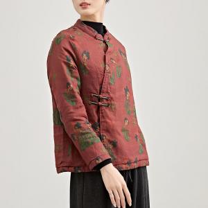 Girls Character Linen Slim-Waist Fleeced Blouse