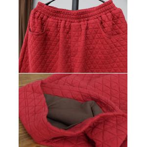 Elastic Waist Cotton-Padded Wide Leg Pants