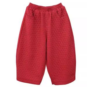 Elastic Waist Cotton-Padded Wide Leg Pants