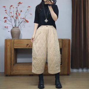 High Waist Warm Lined Corduroy Pants