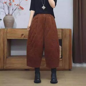 High Waist Warm Lined Corduroy Pants