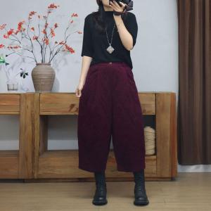 High Waist Warm Lined Corduroy Pants