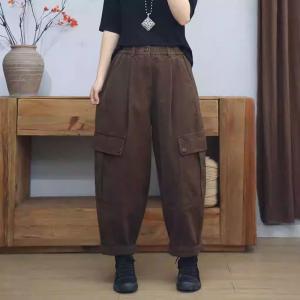 Multi-Pockets Versatile High Rise Fleeced Cargo Pants