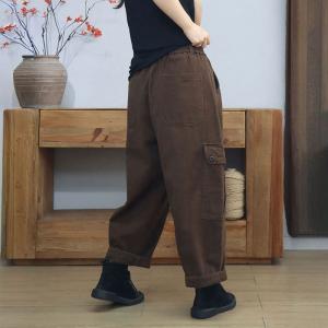 Multi-Pockets Versatile High Rise Fleeced Cargo Pants