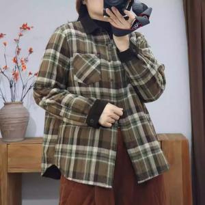 Quilted Polo Neck Green Tartan Shacket