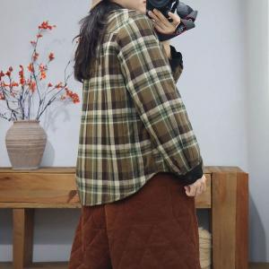 Quilted Polo Neck Green Tartan Shacket