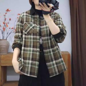 Quilted Polo Neck Green Tartan Shacket