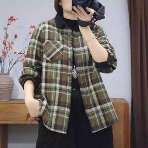 Quilted Polo Neck Green Tartan Shacket