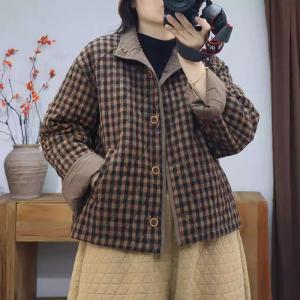 Small Plaids Designer Reversible Short Jacket