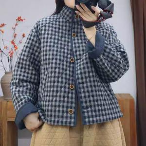 Small Plaids Designer Reversible Short Jacket
