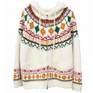 Front Zip Hooded Fair Isle Sweater Jacket