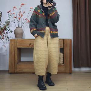 Front Zip Hooded Fair Isle Sweater Jacket