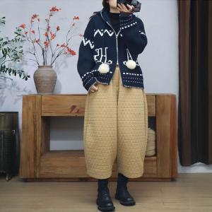 Front Zip Jacquard Knitted Hooded Jacket