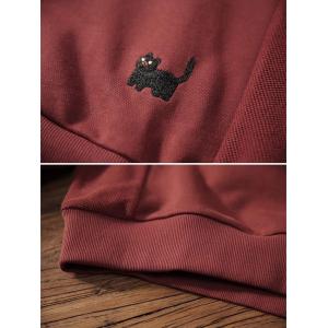 Cartoon Black Cat Casual Dark Red Sweatshirt