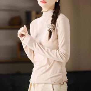 Slim-Fit Cozy High Neck Basic T-shirt