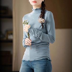 Slim-Fit Cozy High Neck Basic T-shirt