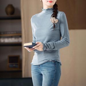Slim-Fit Cozy High Neck Basic T-shirt