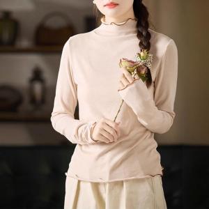 Slim-Fit Cozy High Neck Basic T-shirt