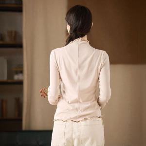 Slim-Fit Cozy High Neck Basic T-shirt