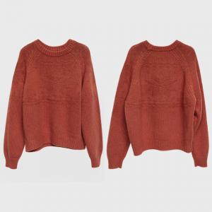 Reddish Orange Sheep Wool Jacqaurd Sweater