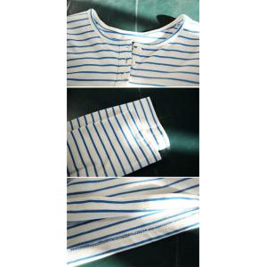 Blue Striped Casual Cotton Long Sleeves Tee