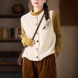 Crew Neck Single-Breasted Woolen Waistcoat