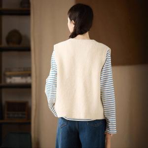 Crew Neck Single-Breasted Woolen Waistcoat