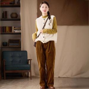 Crew Neck Single-Breasted Woolen Waistcoat