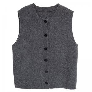 Crew Neck Single-Breasted Woolen Waistcoat