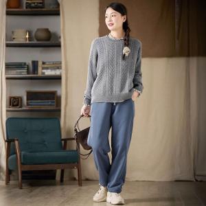 Daily Fashion Casual Blue Loose Sweatpants